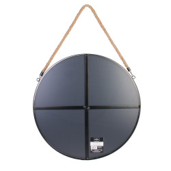 Grossiste miroir rond noir en  jonc avec anse 50cm dos